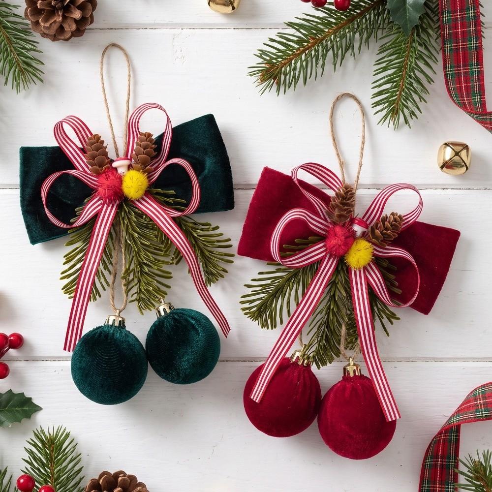 Velvet Christmas Hanging Decoration Wine Red Bow Ornament Christmas Tree Decoration