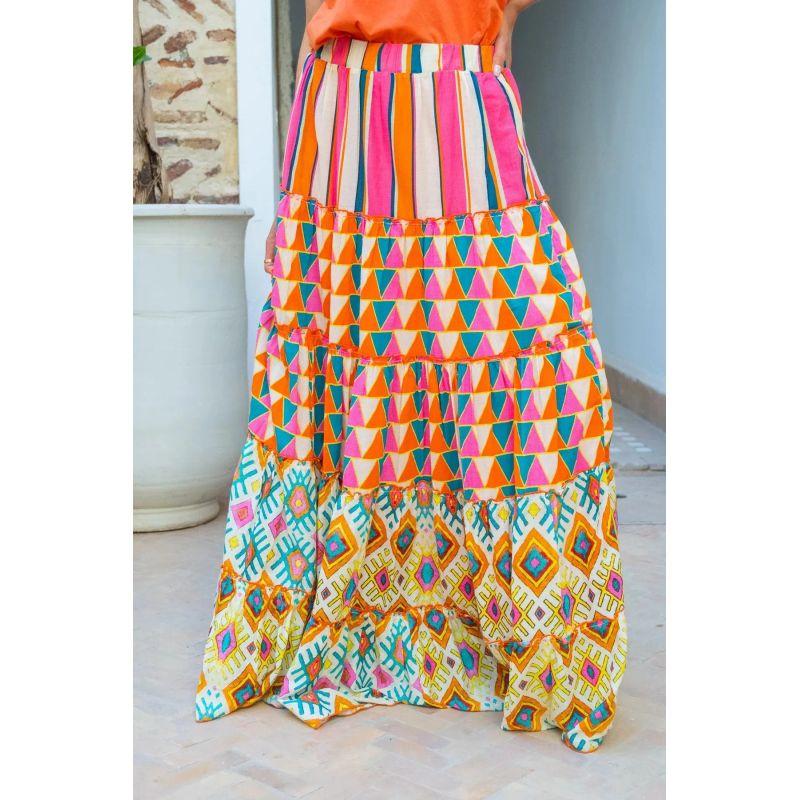 

Half Skirt Women s European and American Print Frill Bohemian Big Hemline Skirt Color 2 XL