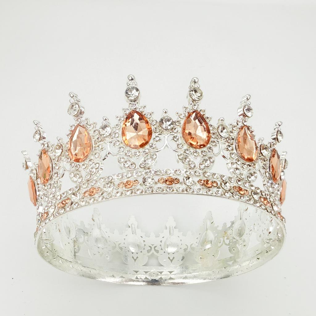 Full Circle Crown Tiara Colorful Baroque Retro Full Diamond Jewelry Wedding Accessories Crown Bridal Crown