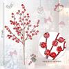 1Pc Christmas Decoration White Snow Red Berries Stems Artificial Bouquet Xmas Tree Ornament Home Decor New Year 2025 Accessories