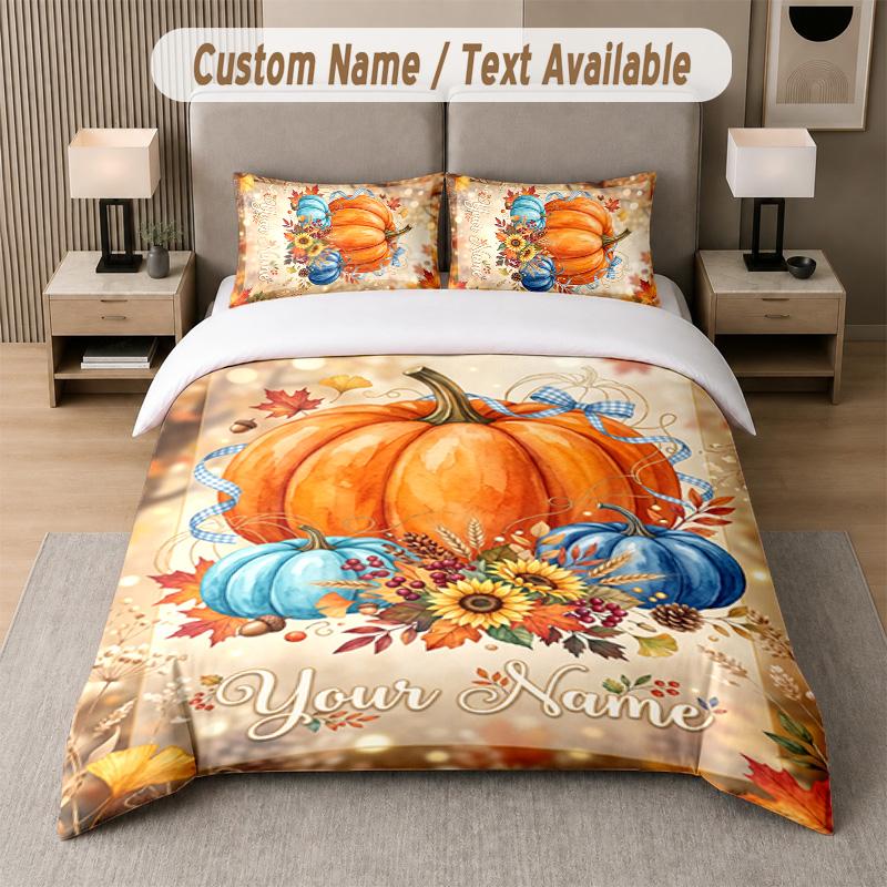 Halloween Theme Custom Text Or Name 3Pcs Bedding Set 1 Flat Sheet & 2 Pillowcases Personalized Home Bedding