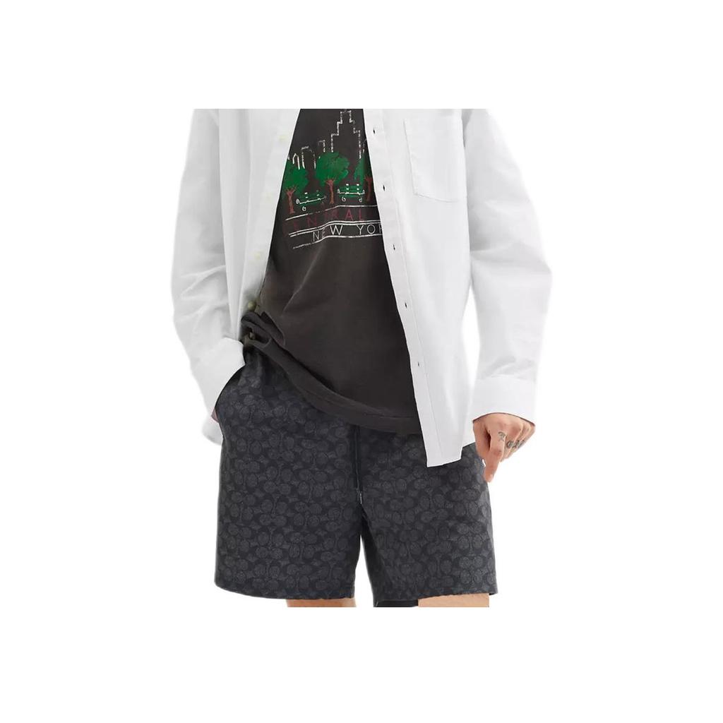 Coach Ss25 Solid Color All Over Print Elastic Drawstring Three Quarter Beach Shorts Men shorts Black CZ537-R8E