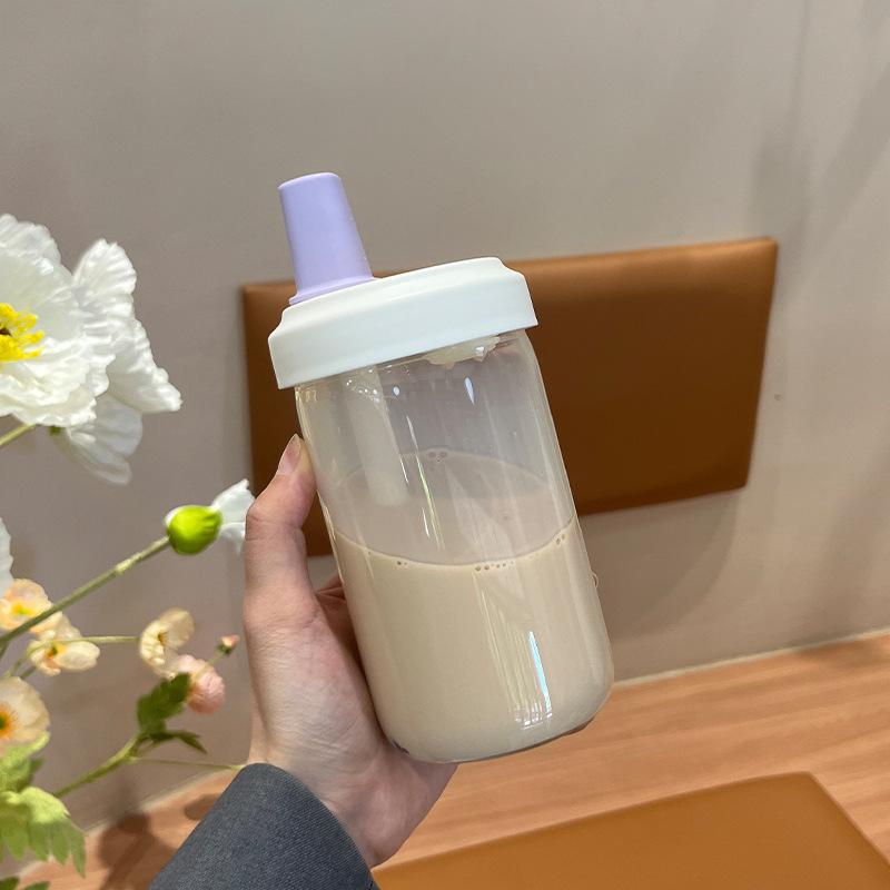 

500/850ML Large-capacity Straw Cup, Food-grade Transparent PP Material,Portable Ins Style Water Cup, Juice Milk Tea Cup 500ML фиолетовый