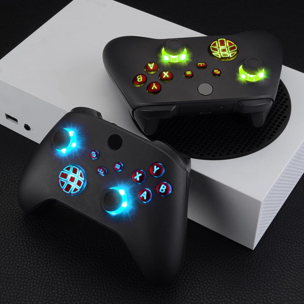 EXtremeRate Mehrfarbig beleuchtetes und ABXY-Tastenset für Xbox Series DTF V2 LED-Kit für Xbox Core Controller Modell 1914 Controller nicht enthalten