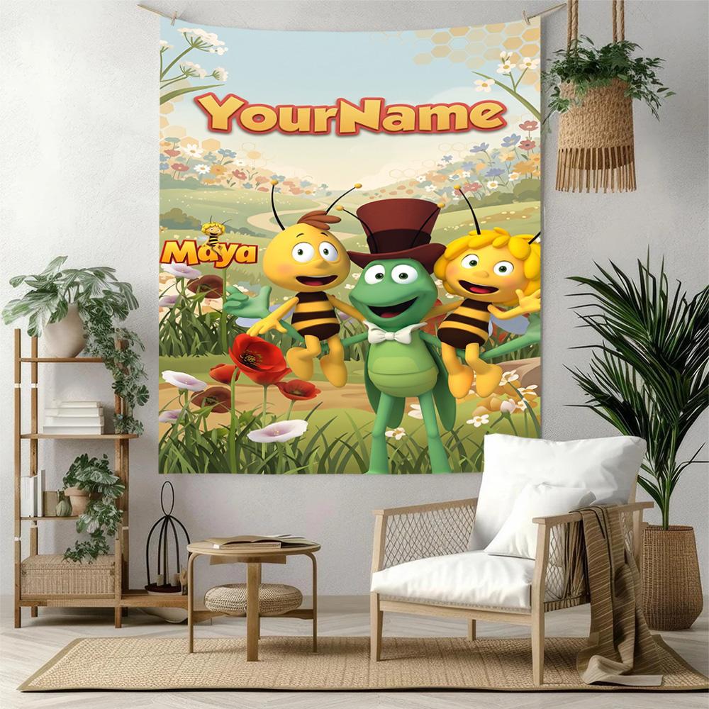Biene Maja Custom Your Name Wall Decor Tapestry Art For Pet Memorial Birthdaywedding Party Backdrop Family Gift