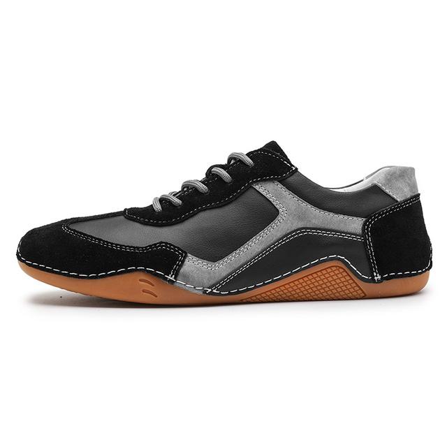 Mode Herren Freizeitschuhe Atmungsaktive Bequeme Mesh-Futter Sneaker Hochwertige Leder-Sneaker Größe 46