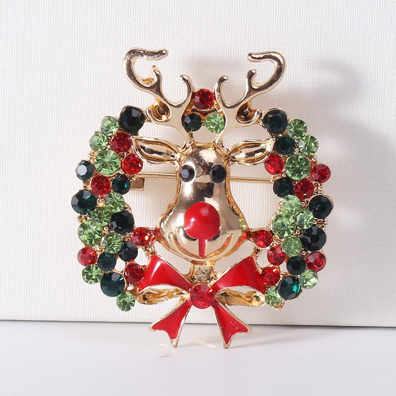 

Брошь в виде цветного лося с бриллиантами, украшение из сплава, модная рождественская булавка разноцветный