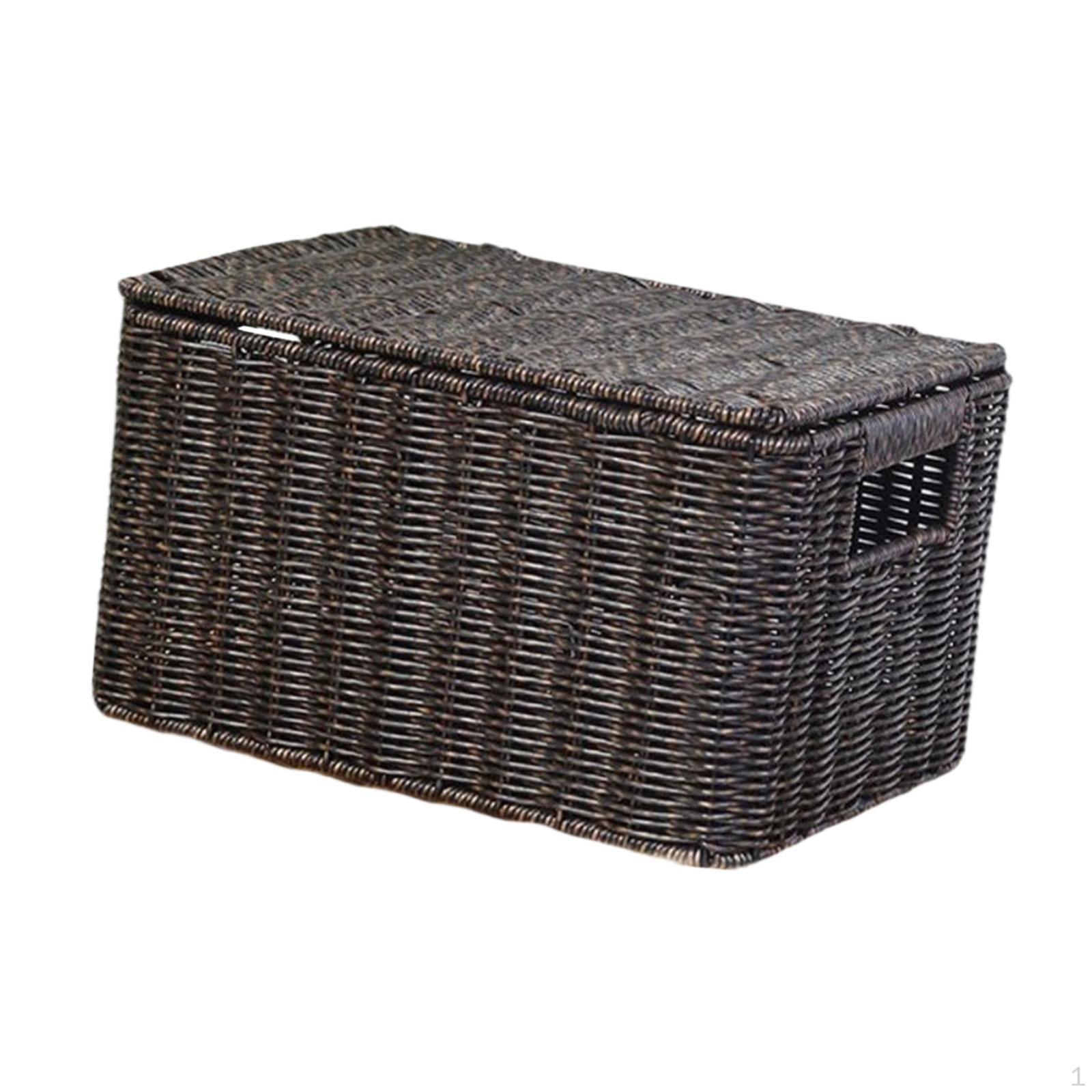 

Корзина для хранения из искусственного ротанга, органайзер для всякой всячины, прочная, с ручками, для домашнего использования, плетеная XL
