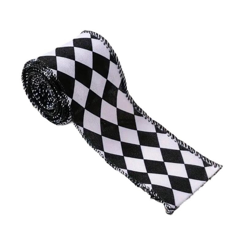 Durable Polyester Christmas Ribbon Strips For DIY Crafts Gift Packaging Tree Decorations Classical Black White Design