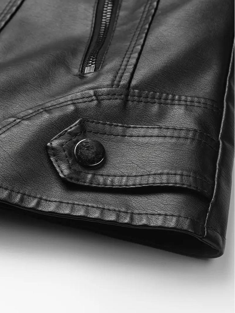 European & American Women's Leather Motorcycle Jacket - Fashion Zipper Short Vintage Coat