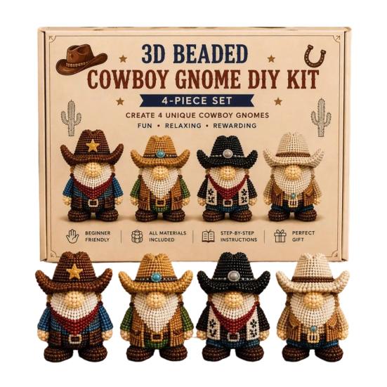 Mały Zestaw do Tworzenia Zwierzątek 3D z Koralików, Miniaturowy Zestaw do Rękodzieła Krasnoludka 3D z Koralików, Kreatywny Zestaw 4-Pak DIY Goblinów do Koralikowania z Instrukcjami, Ręcznie Robione Urocze Koralikowe