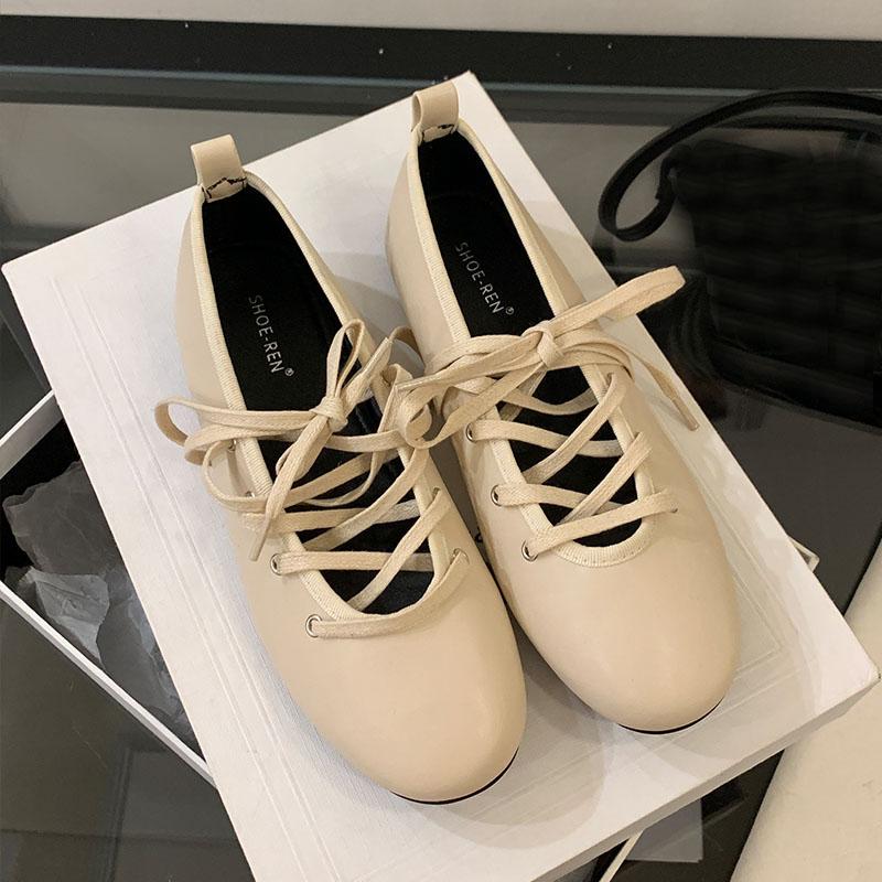Fashion 2025 New Footwear Lace Up Fashion Shallow Women Flats With Shoes Female Soft Round Toe Ladies Mary Janes Flats Shoes