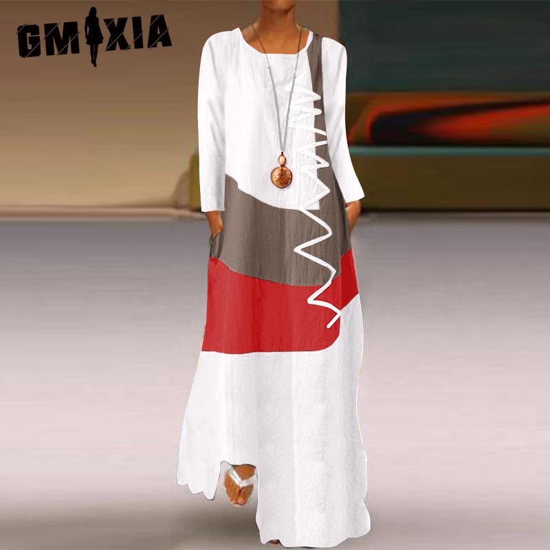 GMXIA Women's Fashion Autumn Winter Long Sleeve O-Neck Casual Dresses
