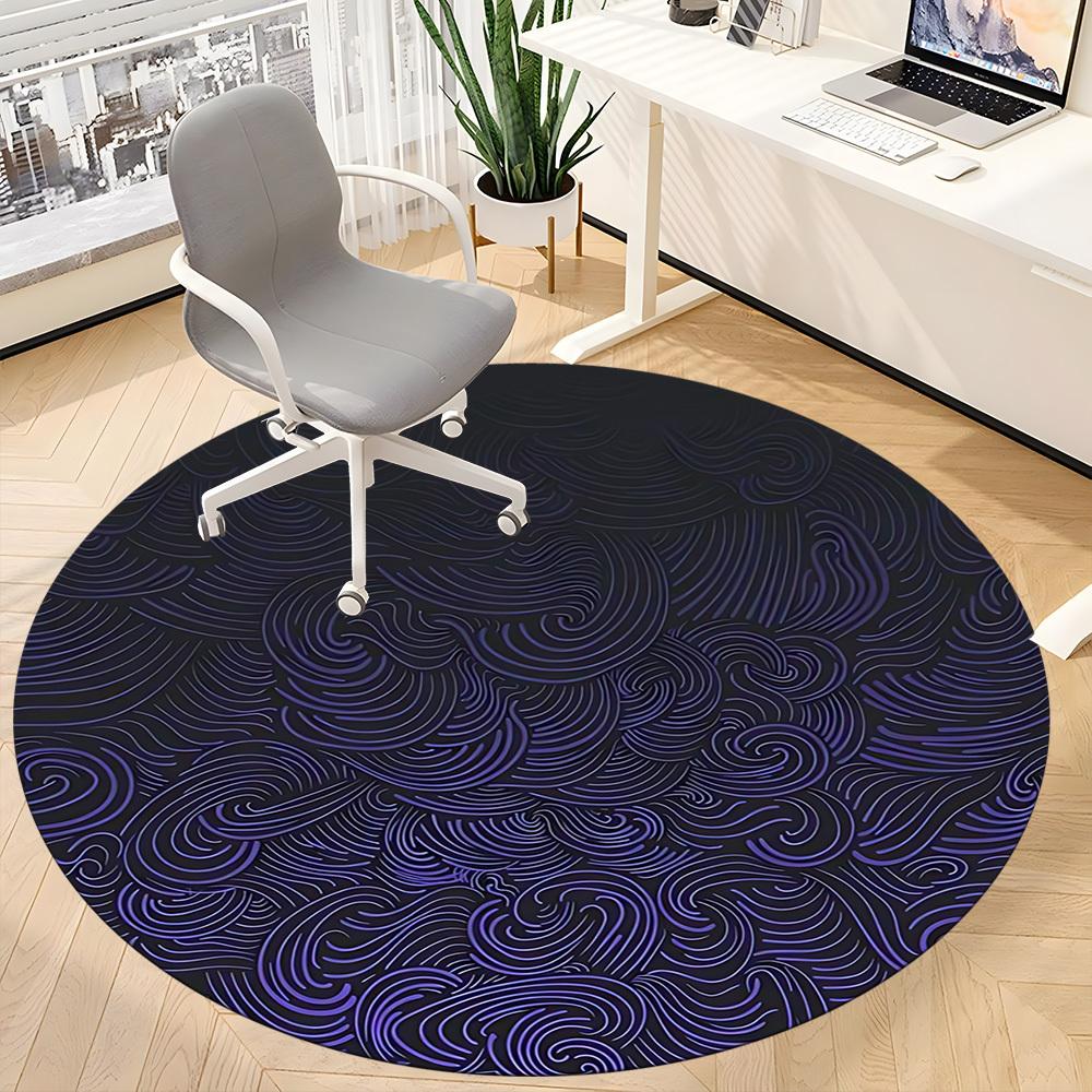1pc Wave Swirls Office Round Area Rug,  Mat Suitable For Office, Under Office Chairs Bedroom Living Room Home Decor, Room Deco