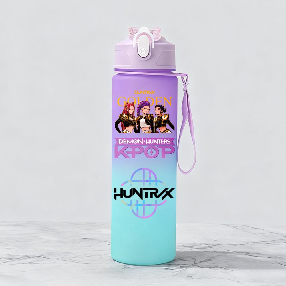 Demon Hunters Huntr Rumi Mira Zoey Jinu Celine Plastic Water Cup Pop Drinking Bottle School Huntrix Gourde ML KPOP X K 800 Kid Friendly Entertaining