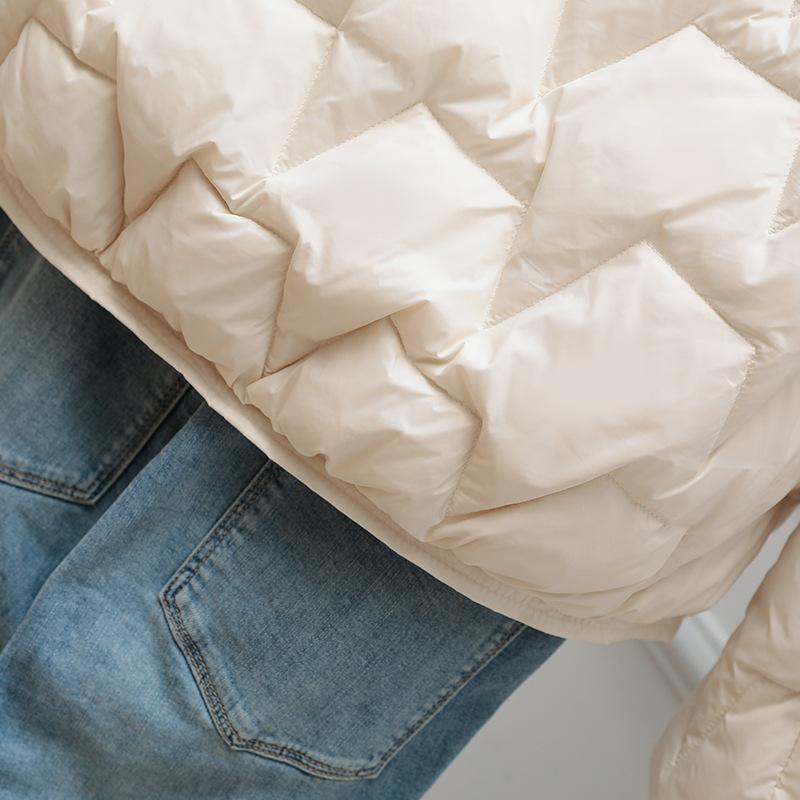 Light down jacket women's short new loose fashion stand-up collar white duck down small light jacket
