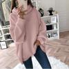 Women Knitted Solid Sweaters Turtleneck Full Sleeve Thick Jumpers Pullovers Loose Casual Splice Sweater Autumn Winter Pullover