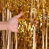 2Pcs Foil Fringes Backdrops Party Decoration 3.28x6.56ft Metallic Tinsel Photo Backdrop Curtains For Wedding Birthday