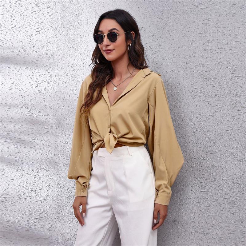 2022 Spring Autumn Casual Long Sleeve Ladies Buttons Tops Loose Chiffon Harajuku ShirtsFashion Women's Lantern Sleeve Blouse