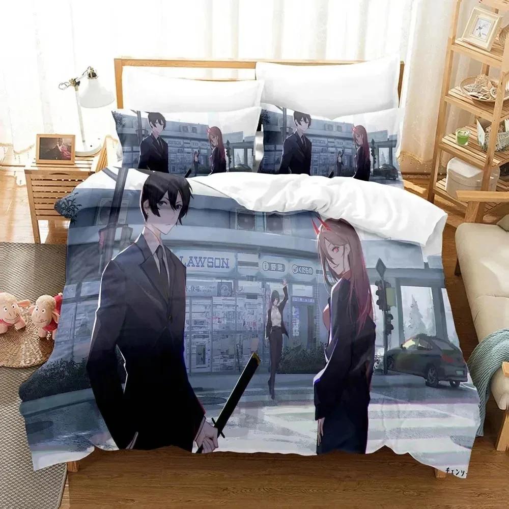 3D Print Anime Chainsaw Man Makima Bedding Set Double Twin King Duvet Cover Comforter Pillowcase Boys Girls Adults Bedroom