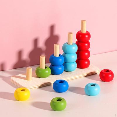 Wooden Color Sorting Stacking Toys Math Learning Fine Motor Skills Teaching Aids Preschool