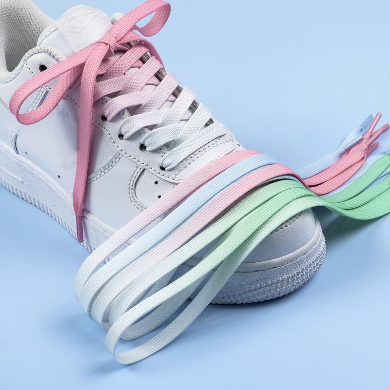 Colorful Shoe Laces Flat for Casual Canvas White Shoes Rainbow Shoelaces Do Not Fade Shoelace Men and Women Universal 1 Pair