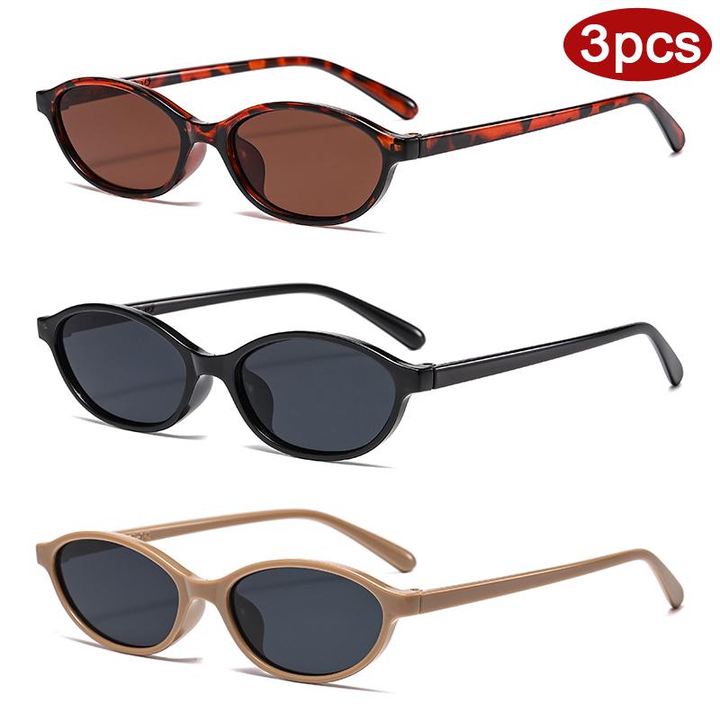 Protective Glasses 3pcs New Fashion Small Frame Oval Sunglasses Female Simple Style UV400 Glasses Colorful Lens Sun Glasses