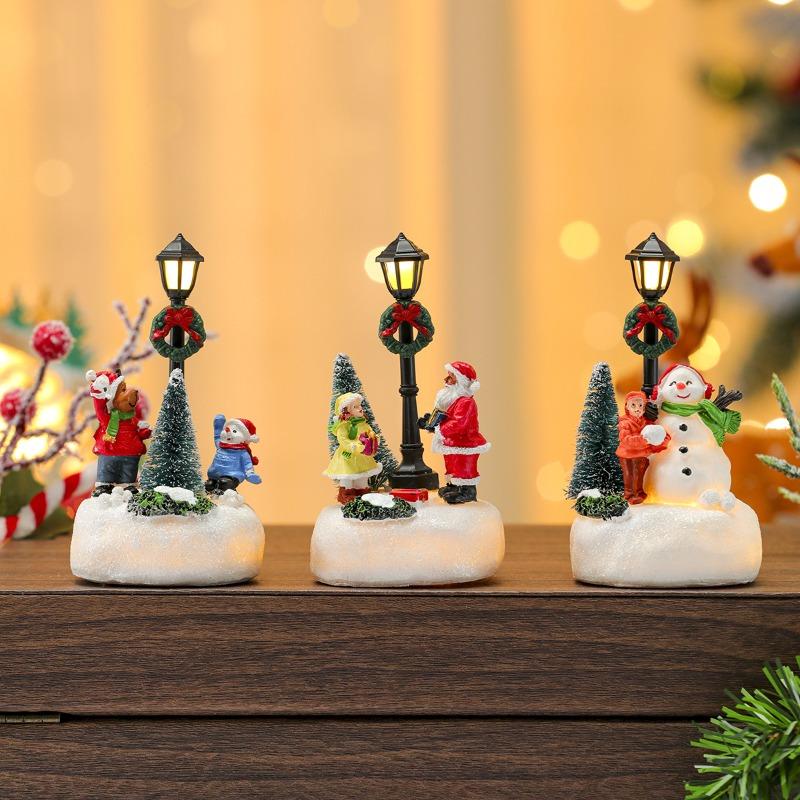 New Luminous Christmas Resin Ornaments, Small House Christmas Decorations, Street Lamp Ornaments, Christmas Gifts