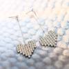 Korean Temperament Versatile Rhinestone Heart Long Section Earings Jewelry Personality Statement Earrings For Women
