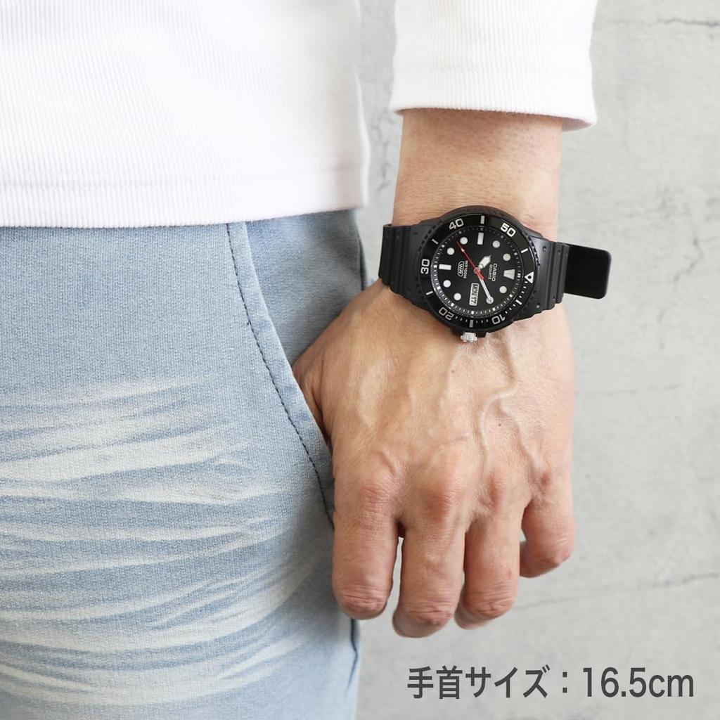 CASIO MRW-230H Analog Men's Watch 100M Water Resistance Aluminum Rotating Bezel Day Date Calendar Day-Date (Black)