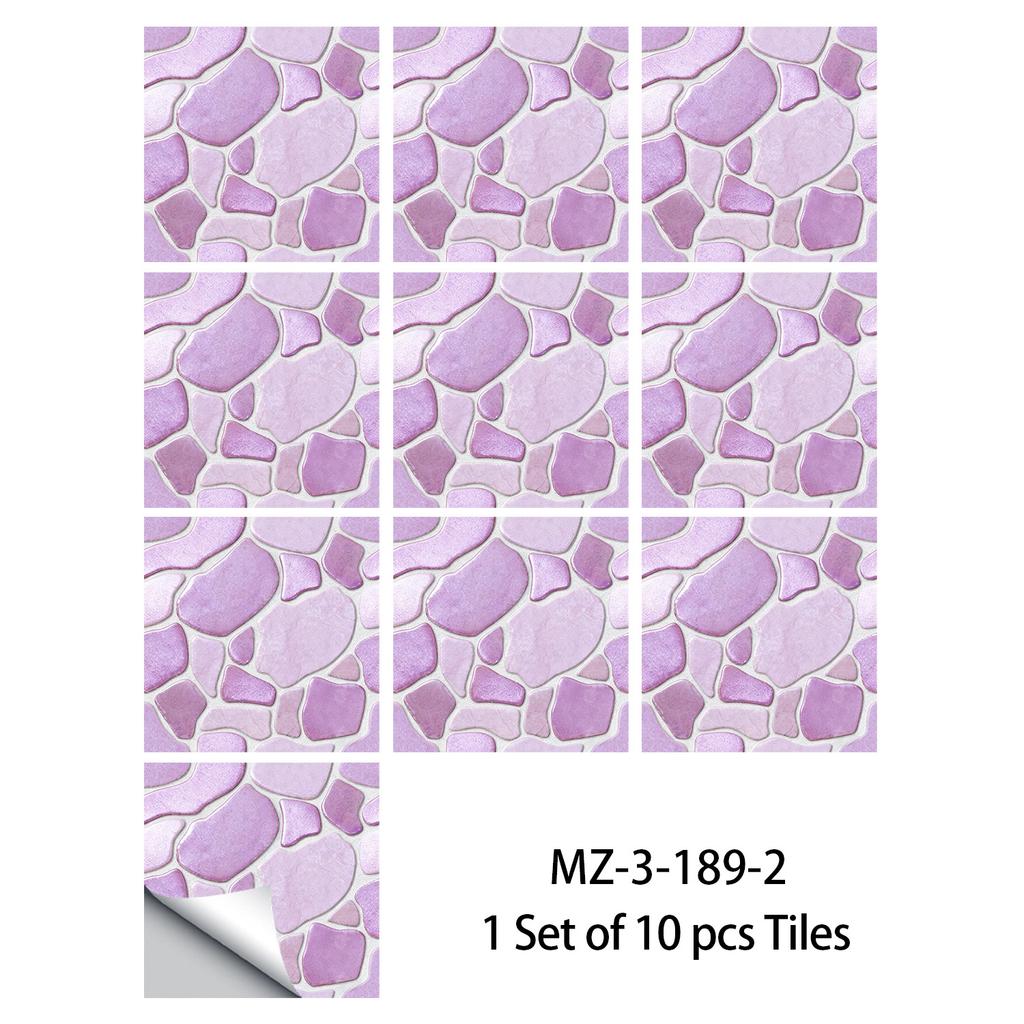 10Pcs  Cobblestone Tile Stickers - Modern Irregular Pebble Design Wall Decals - Waterproof Self-Adhesive PVC Mural for Kitchen Bathroom DIY Decor