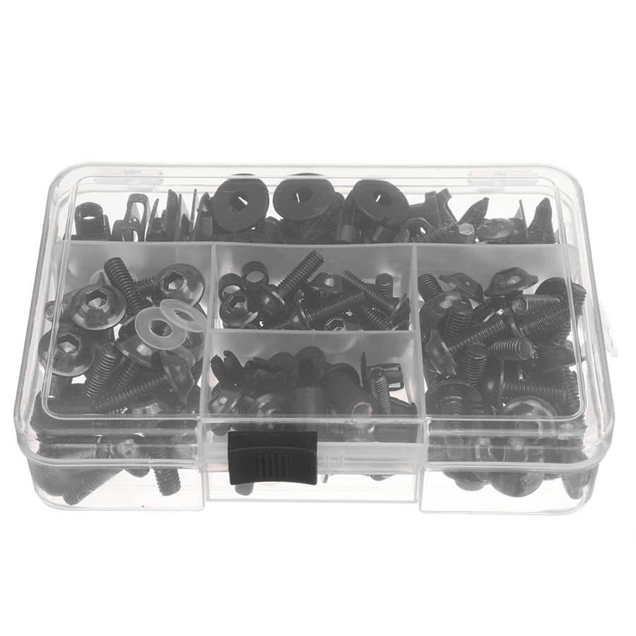 195pcs Universal Motorcycle Fairing Bolts Kit Windscreen Screws Windshield Bolts Fairing Mountings Fastener Clips Screw M5 M6