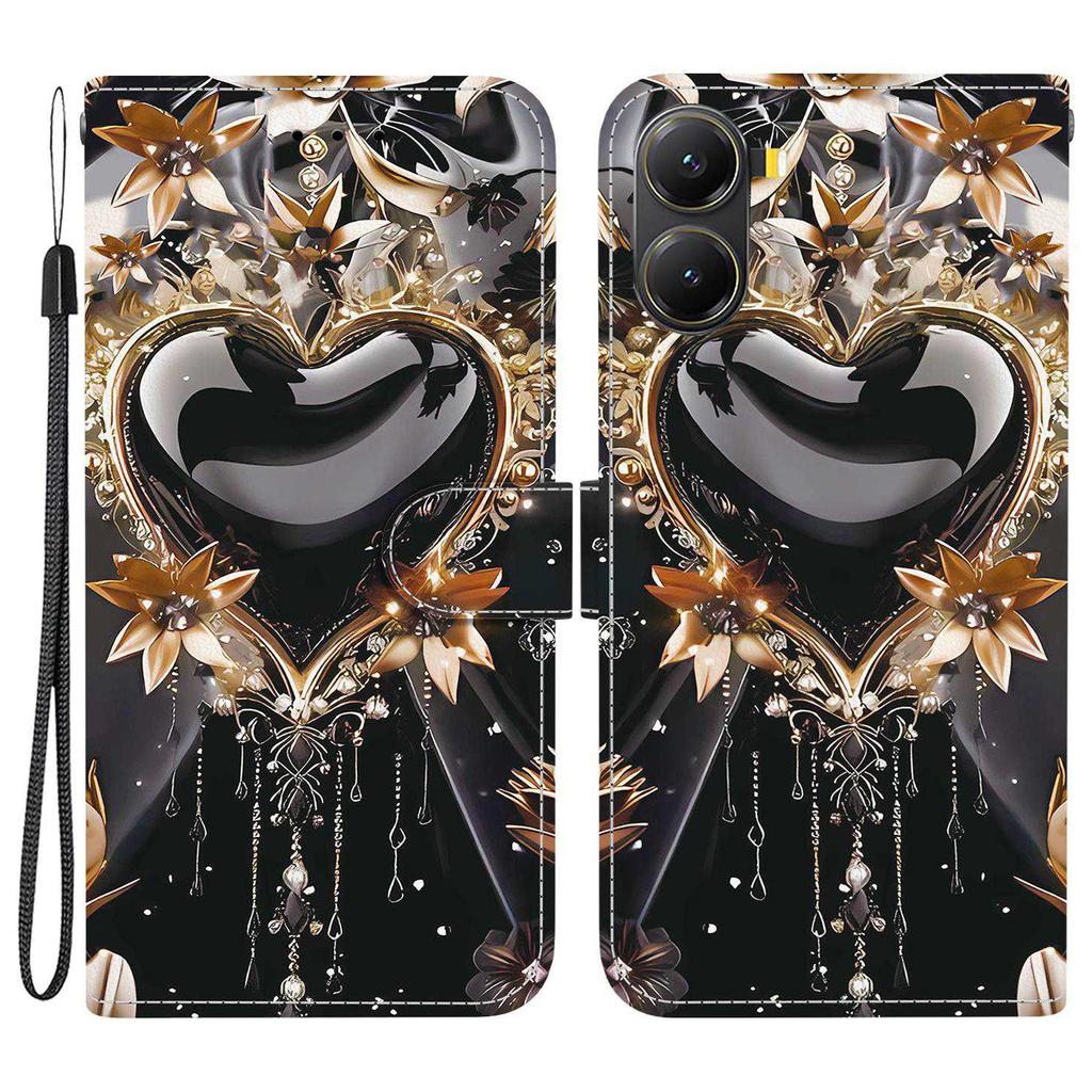 For Xiaomi Redmi Turbo 4 5G/Poco X7 Pro 5G Wallet Case Pattern Printing Leather Stand Phone Cover with Strap