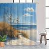 1 Stück Ruhiger Küstendünen Duschvorhang Mit Goldenem Sandstrand Design, Hochwertiges Polyester, Digitaldruck