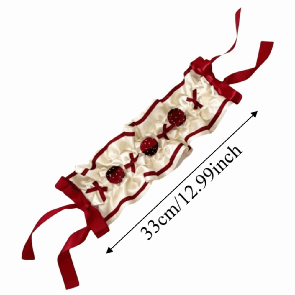 Gothic Strawberry Lolita Headband Handmade Elegant Lolita Bowknot Headdress Ruffled Bowknot Lolita Hair Accessories