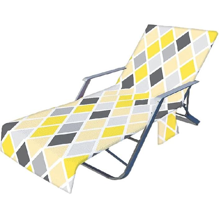 Patio Chaise Lounges Covers, Beach Lounges Chair Towel Cover,Soft Microfiber Patio Pool Chairs Cover with Side Pockets,83 X 30inch Chair Cover for