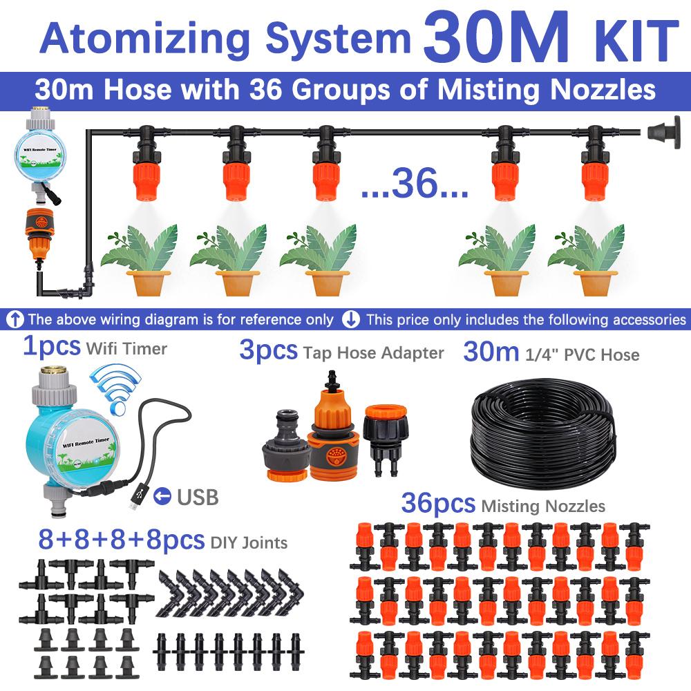 30-5M 60W Self-priming Pump with Timer Misting Cooling System Adjustable 0-25L/H Atomization Sprayer Garden Irrigation Watering