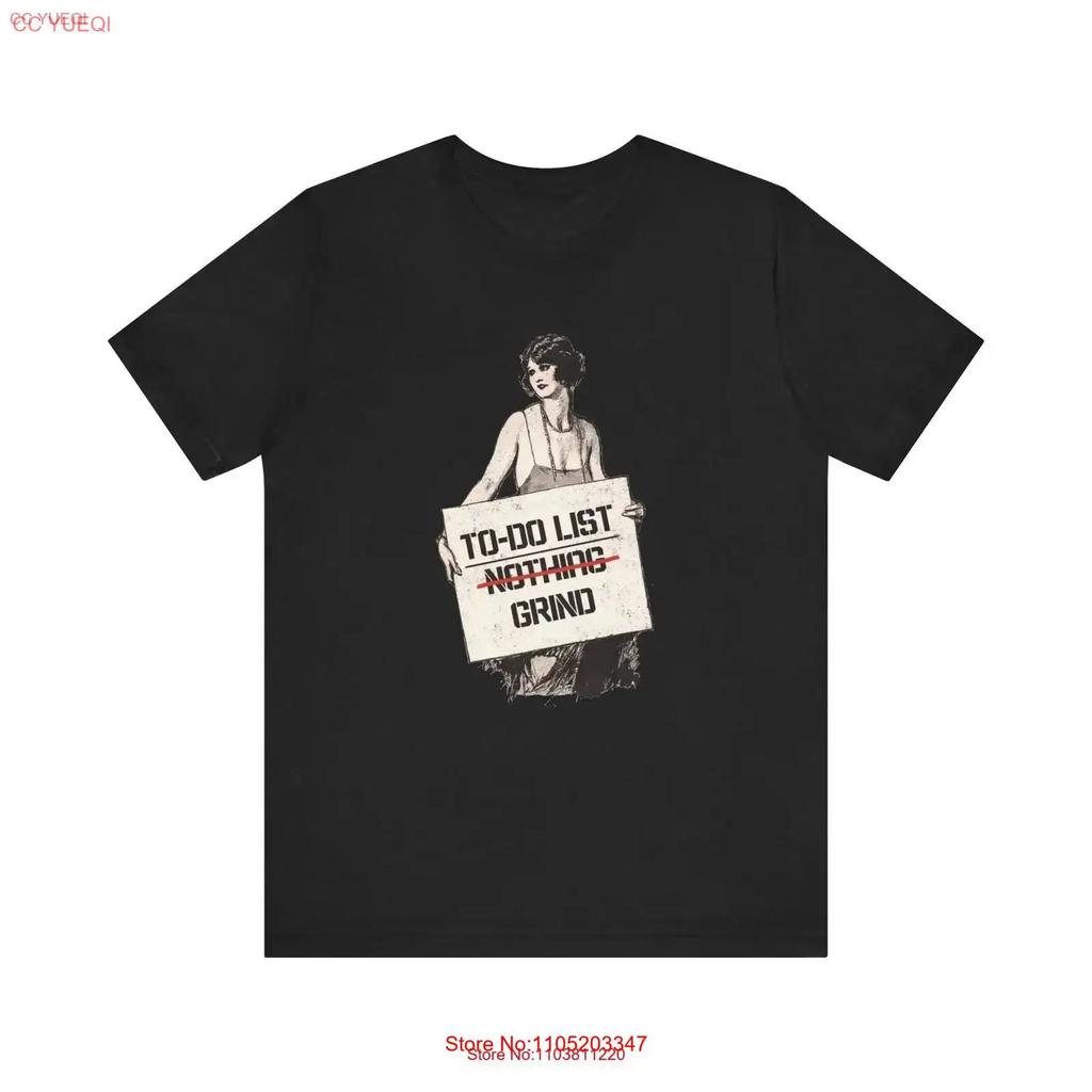 To Do List Grind T Shirt Vintage Style Woman Holding Sign Unique Motivation Streetwear for Hustle Money Hip Hop Urban Fashion