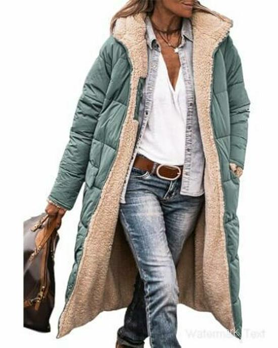 Women's Solid Color Hooded Cotton Coat, Long Sleeve, Slim Fit, Double-Sided Wear Cardigan Jacket