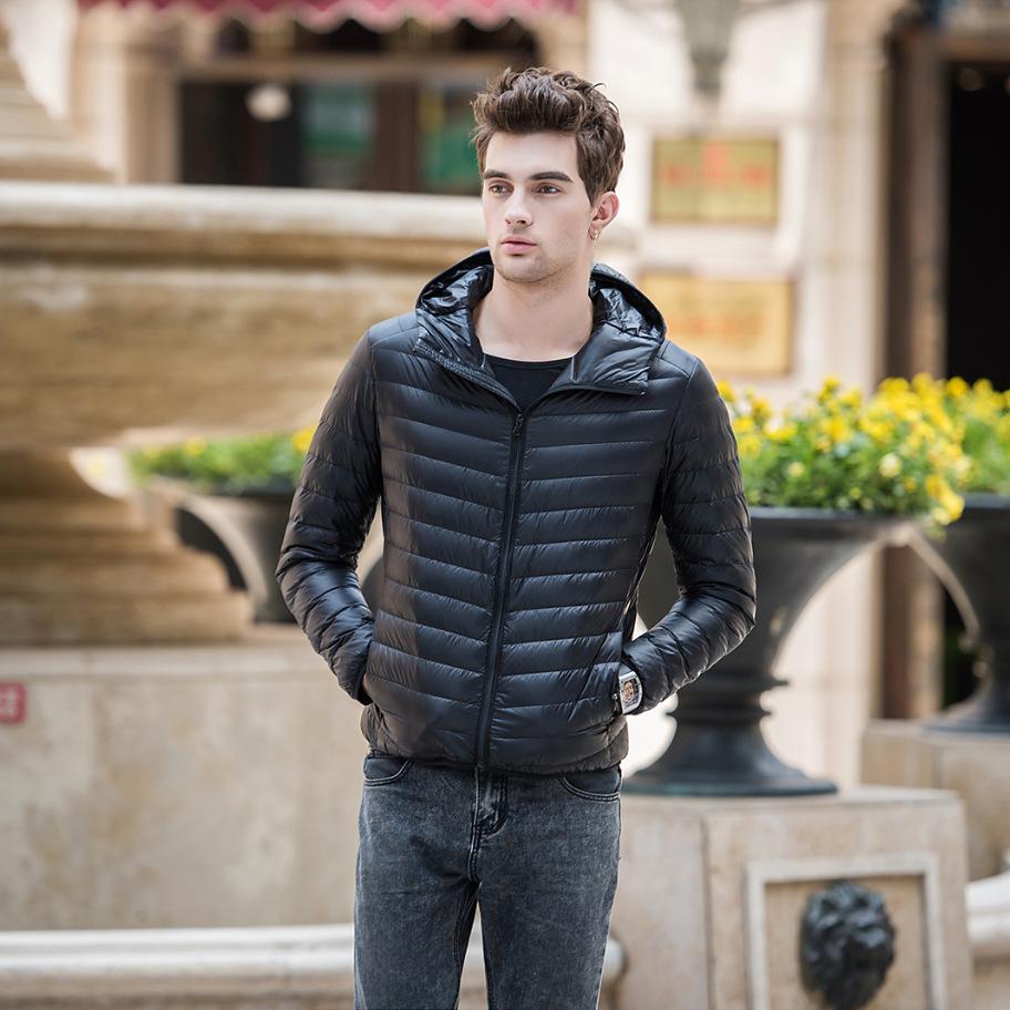 Neue koreanische Version der Daunenjacke, leichte Herren-Kapuzenjacke, groß und kurz