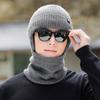 Knitted Hat Men's Winter Thick Letter Warm Cap Scarf Set Big Head Waving Elastic Pullover Cap