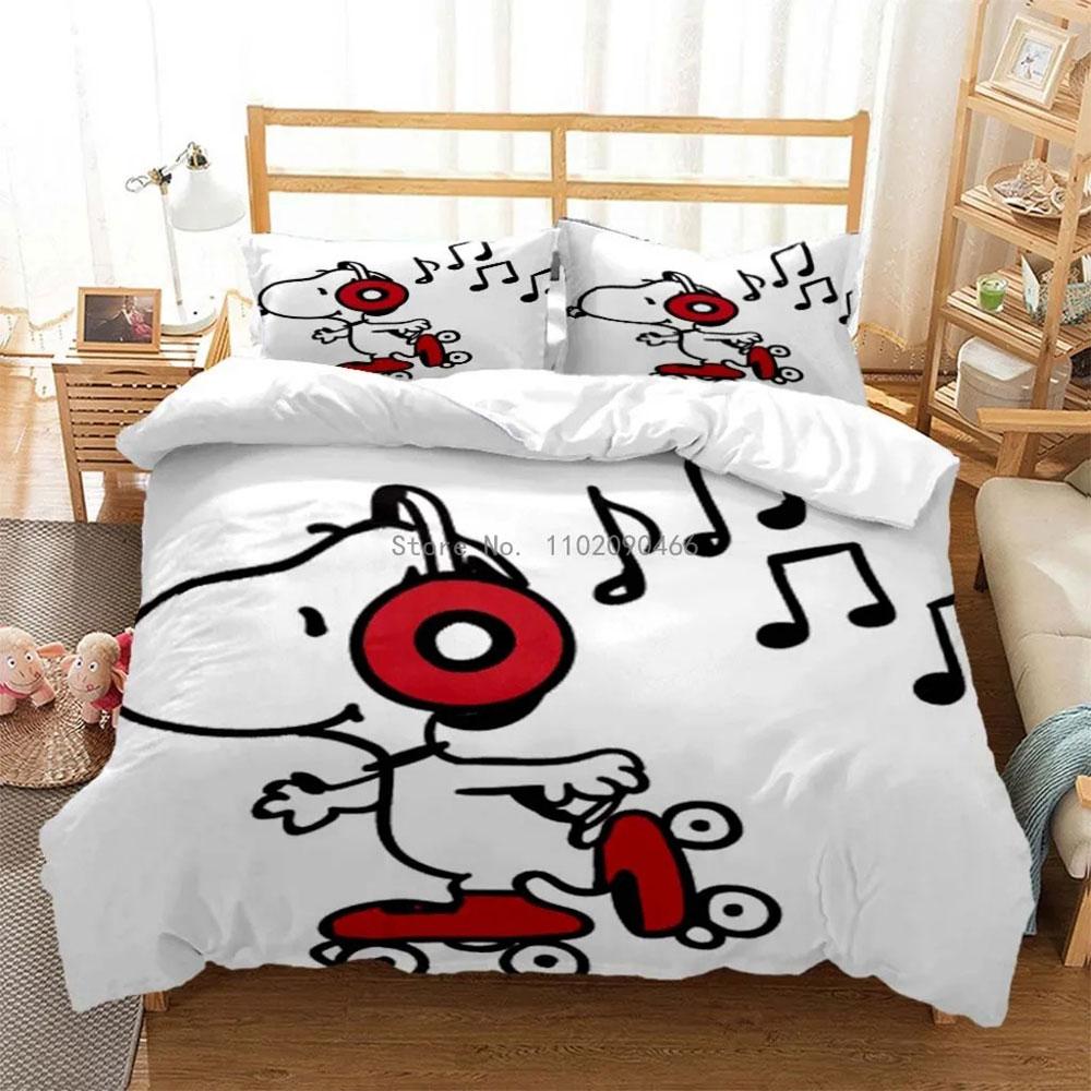 Cartoon Snoopy Bedding Sets 3D Print Comforter Cover Bed Cover Duvet Cover Pillow Case 2-3 Pieces Sets Kids Adult Size