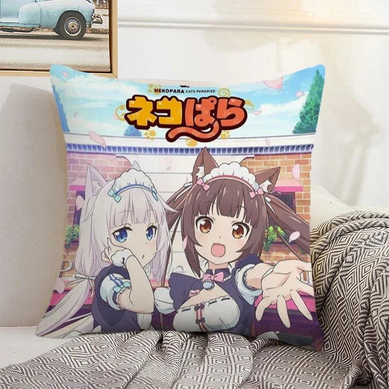 Nekopara 50x50 Cushion Cover 45 × 45 Decorative Pillowcase for Pillow Home Decor Car Decoration Pillowcases Bed Cushions Kawaii