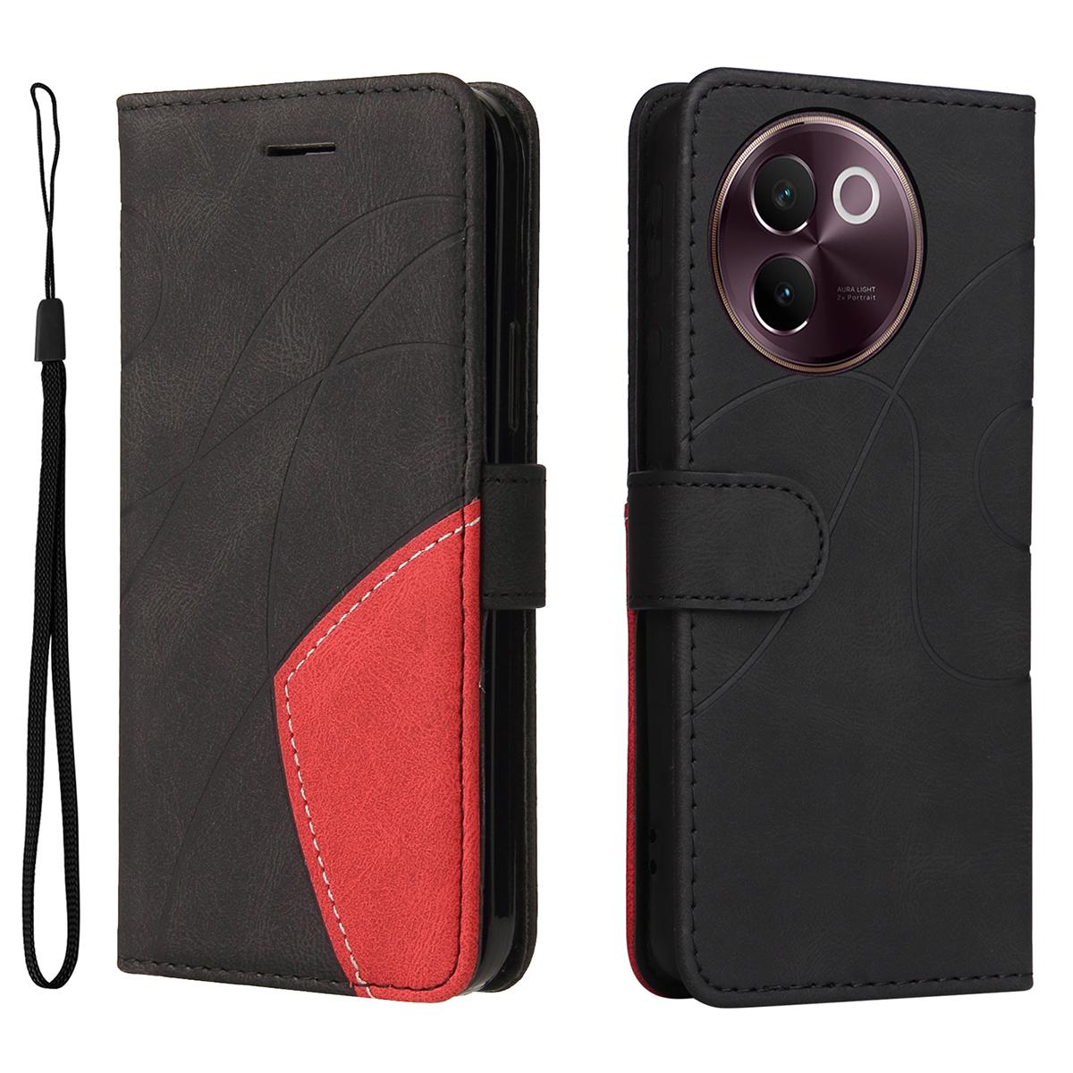 

For vivo V40 Lite 5G/vivo V30e 5G Leather Phone Case Stand Wallet with Bi-colour Splicing Design A
