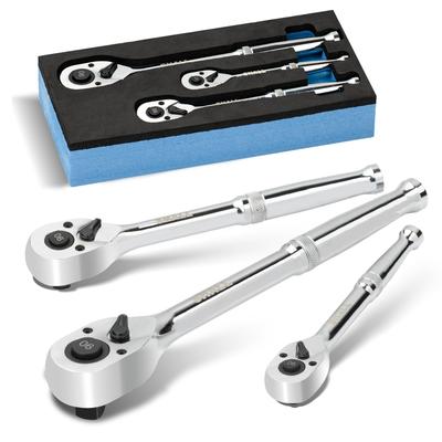 SHALL Ratchet Ratchet Socket Drive Sizes 90-Tooth Handle, Wrench, Wrench, 6.35mm (1/4") - 9.5mm (3/8") - 12.7mm (1/2")