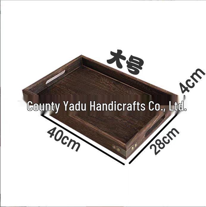 Rectangular Burnt Paulownia Wood Tray: Solid Wood Japanese-Style Tea Set Tableware