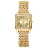 New Fashion Luxury Woman Gold Crystal Watch Women Square Wristwatches Ladies Stainless Steel Casual Quartz Watches Reloj Mujer
