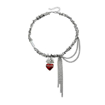 Fashion Gothic Bead Necklace with Unique Heart Shaped Irregular Pattern for Portable and Stylish Appeal