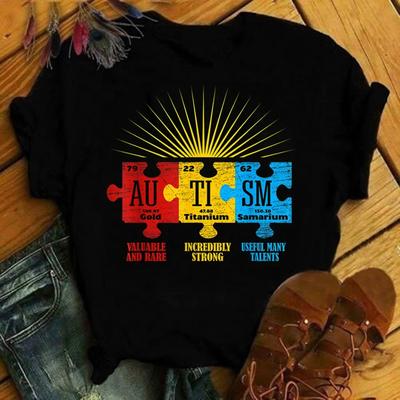 Autismus-Bewusstseins-Print T-Shirts Damen Sommerkleidung T-Shirt Harajuku Grafik-Tee Lässig Camisetas Tops für Damen Blusas Mujer