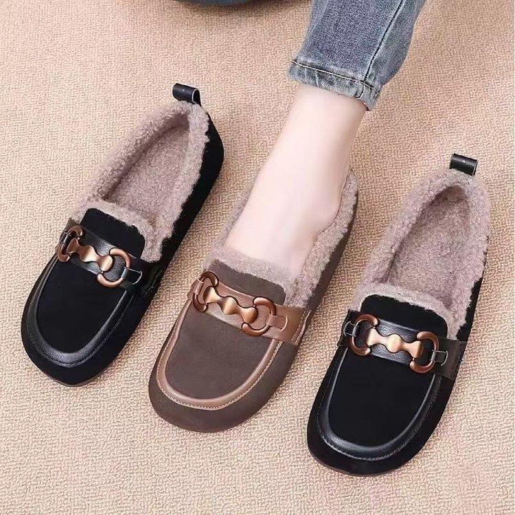 Popular Mao Mao shoes for women's winter wear 2025 new soft-soled loafers, one-pedal Doudou shoes, velvet thermal cotton shoes